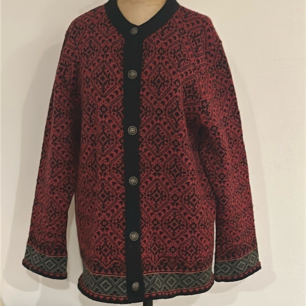 Icewear XL vintage wool nordic Norwegian style hand knit sweater metal buttons